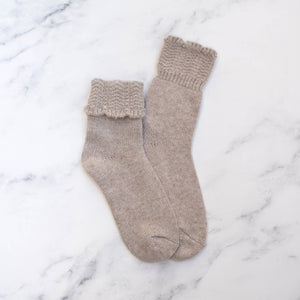 Charlotte Combed Wool and Cashmere Socks: Mocha