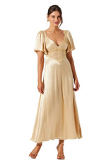 ASTR The Label Aurelia Satin V-Neck Midi Dress