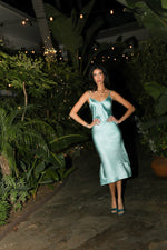 Aqua Silk Slip Dress