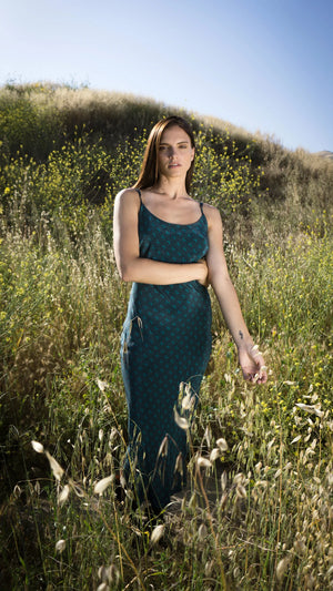 Teal Eastern Silk Slip Dress