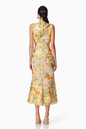 Elliatt Aella Butterfly Midi Dress in Yellow
