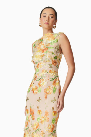 Elliatt Aella Butterfly Midi Dress in Yellow