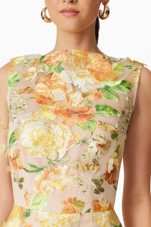 Elliatt Aella Butterfly Midi Dress in Yellow
