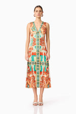 Elliatt Neomi V Neck Midi Dress in Orange
