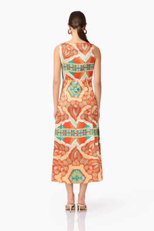 Elliatt Neomi V Neck Midi Dress in Orange