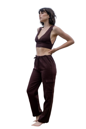 Mocha Linen Cargo Pants
