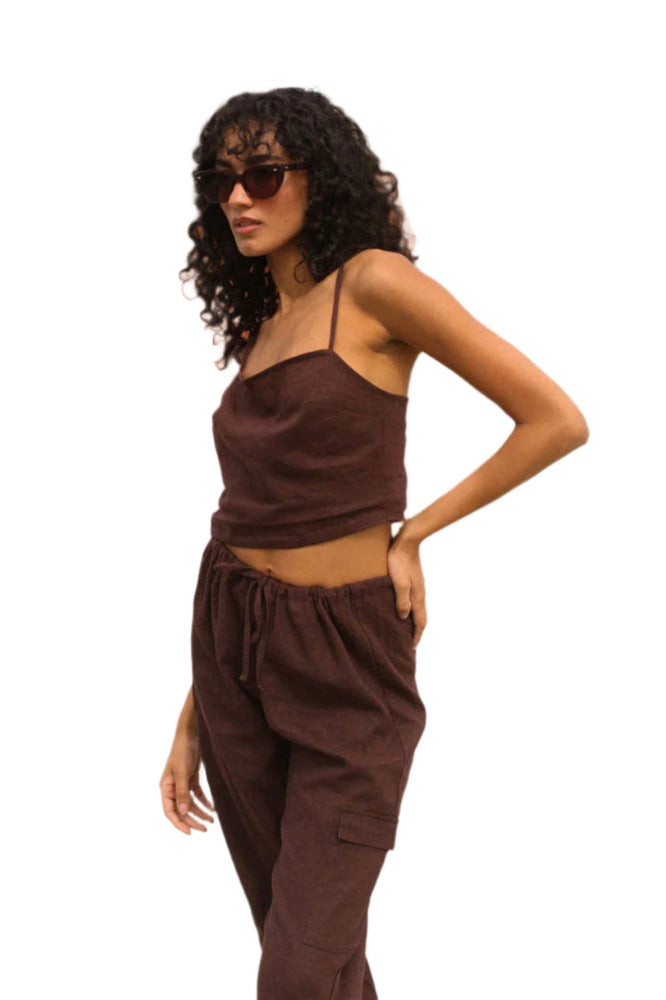 Mocha Linen Top