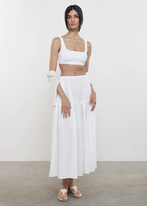 Enza Costa Tiered Maxi Skirt- White