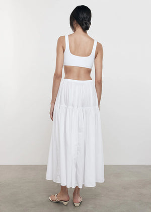 Enza Costa Tiered Maxi Skirt- White