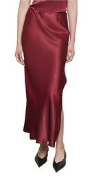 Satin Bias Skirt: Ruby