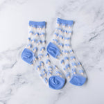 Women's Mushroom Mesh Socks: Blue
