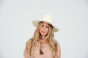 Women's Straw Wide Brim Cattleman Hat with Chin Cord