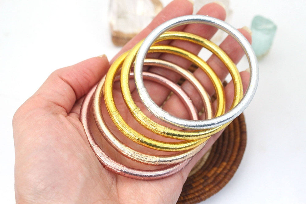 Single Thai Buddhist Temple Bracelet, Mantra Bangle, Metals