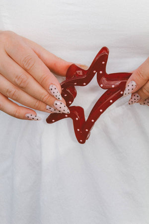 Red Polka Dot Star Claw Clip