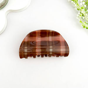 Brown & Pink Plaid Multi-Shape Hair Claw Clip