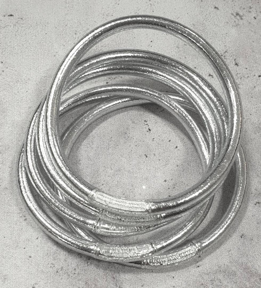 1 genuine buddhist bangle bracelet - silver size L