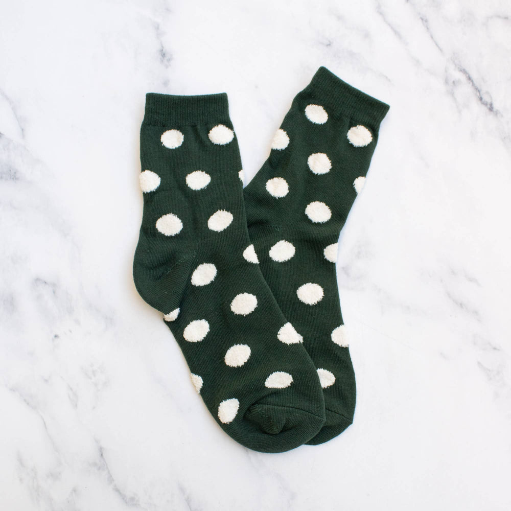 Women's Polka Dots Puff Casual Socks: Mocha