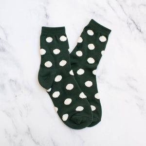 Women's Polka Dots Puff Casual Socks: Mocha