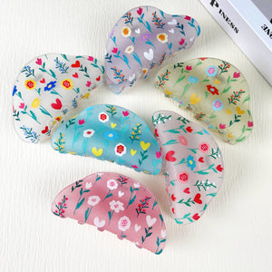 Frosted Floral Hair Claw Clip