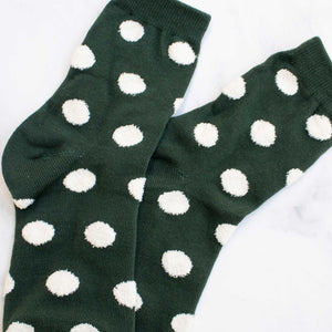 Women's Polka Dots Puff Casual Socks: Mocha