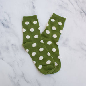 Women's Polka Dots Puff Casual Socks: Mocha
