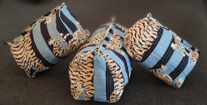 Grey & Black Tiger Cotton Quilted Makeup Bag/Cosmetic Bag: Set of 3