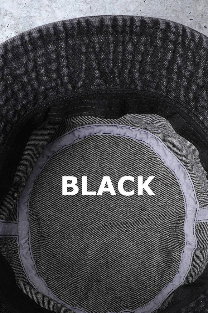 Cotton Canvas Denim Bucket Safari Boonie Hat: SM / BLACK