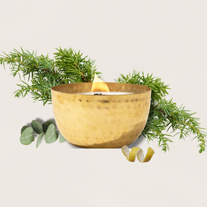 Juniper & Balsam Fir: Solid Brass 14oz Pure Soy Candle