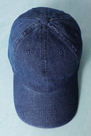 Plain Denim Cotton Baseball Cap Dad Hat: Dark Blue