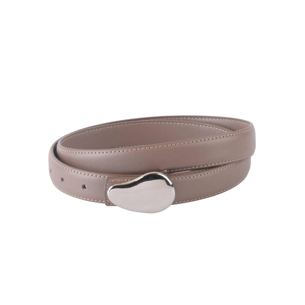 Napa Leather Belt with Silver Bean Buckle