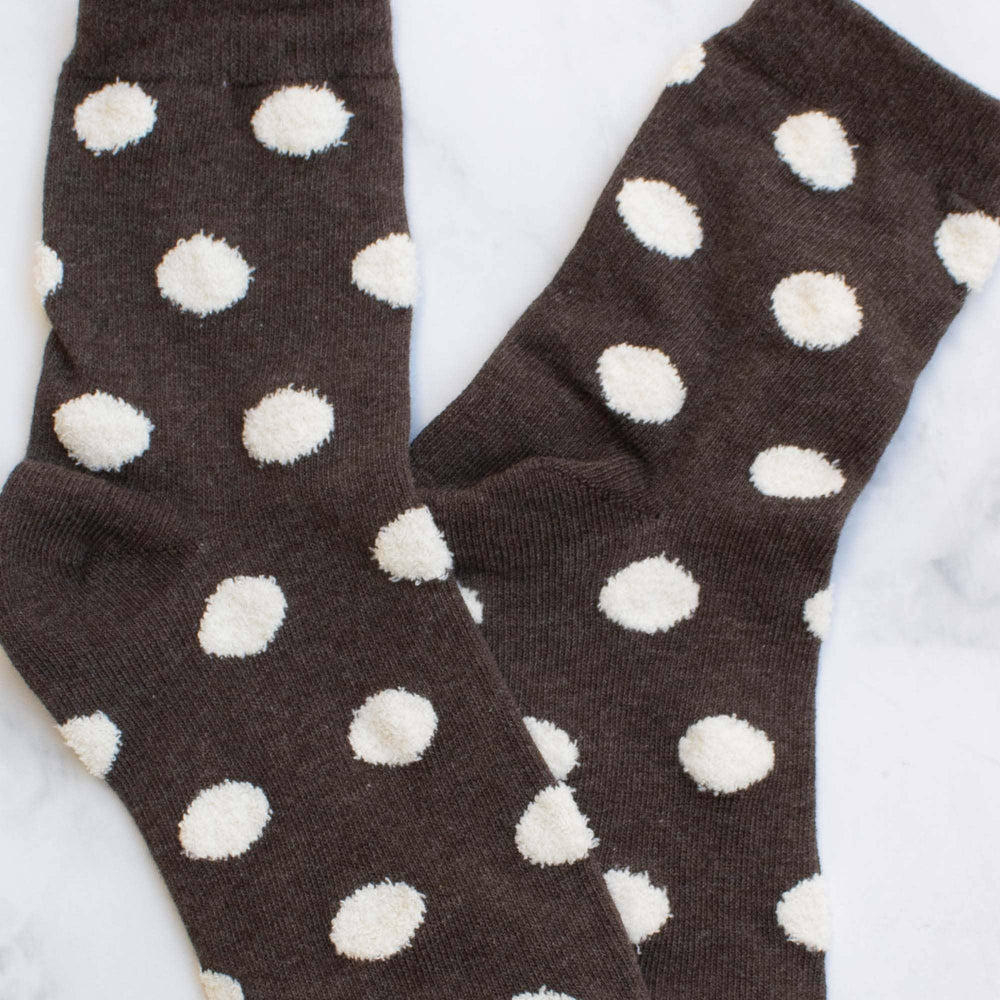 Women's Polka Dots Puff Casual Socks: Mocha