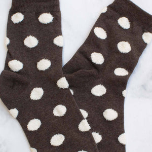 Women's Polka Dots Puff Casual Socks: Mocha