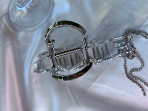 Rhinestone Metal Hair Clip: Silver