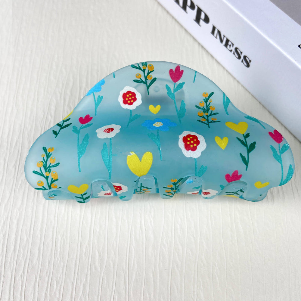 Frosted Floral Hair Claw Clip