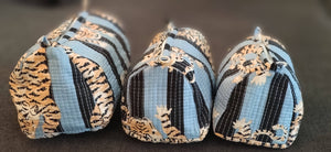 Grey & Black Tiger Cotton Quilted Makeup Bag/Cosmetic Bag: Set of 3