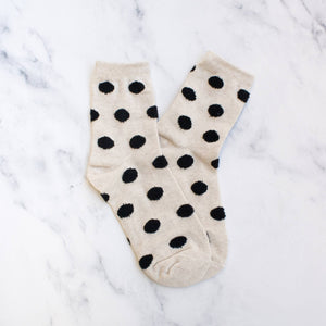 Women's Polka Dots Puff Casual Socks: Mocha