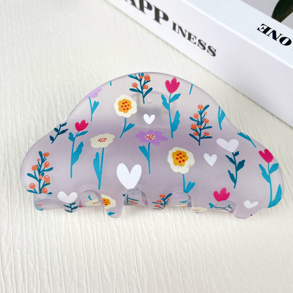 Frosted Floral Hair Claw Clip