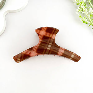 Brown & Pink Plaid Multi-Shape Hair Claw Clip