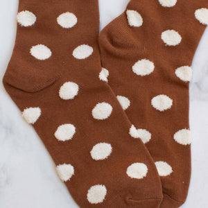 Women's Polka Dots Puff Casual Socks: Mocha