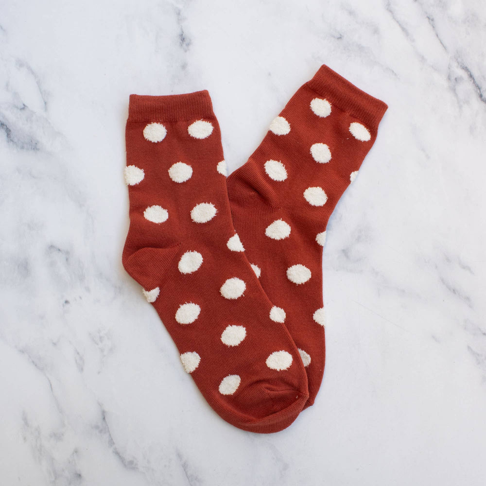 Women's Polka Dots Puff Casual Socks: Mocha