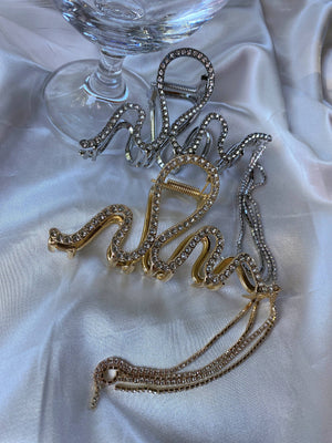Rhinestone Metal Hair Clip: Silver