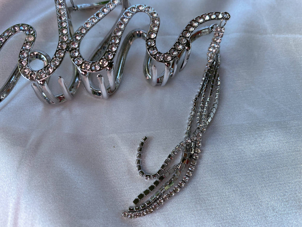 Rhinestone Metal Hair Clip: Silver