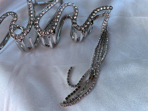 Rhinestone Metal Hair Clip: Silver