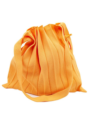 BBL1051-PLEATED KNIT TOTE BAG-YELLOW