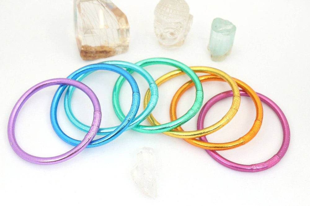 Single Rainbow Thai Buddhist Temple Bracelet, Mantra Bangle