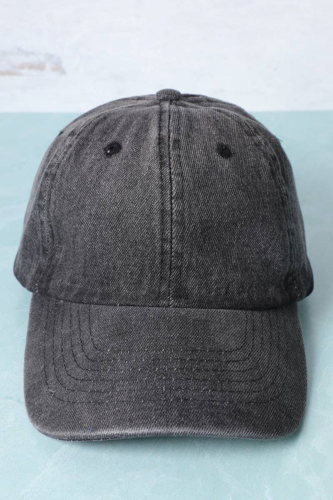 Plain Denim Cotton Baseball Cap Dad Hat: BLACK / One Size