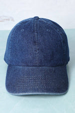 Plain Denim Cotton Baseball Cap Dad Hat: Dark Blue