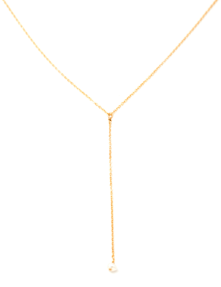 Dainty Pearl Lariat Necklace
